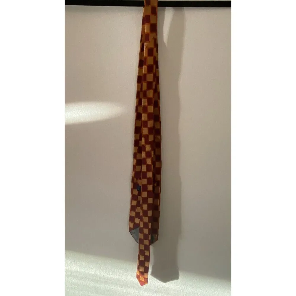 Sartori 100% Silk Red Orange Checkered Men's Tie Made in Italy